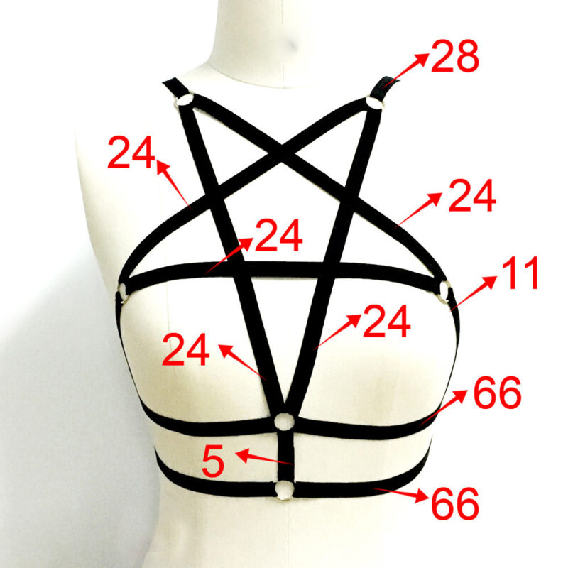 Pentagram Elastic Strappy Cage Bra Body Harness - Image 4