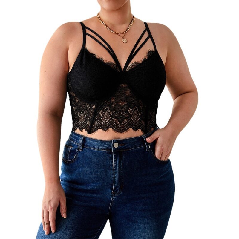 Plus Size Strappy Lace Bralette Crop Top
