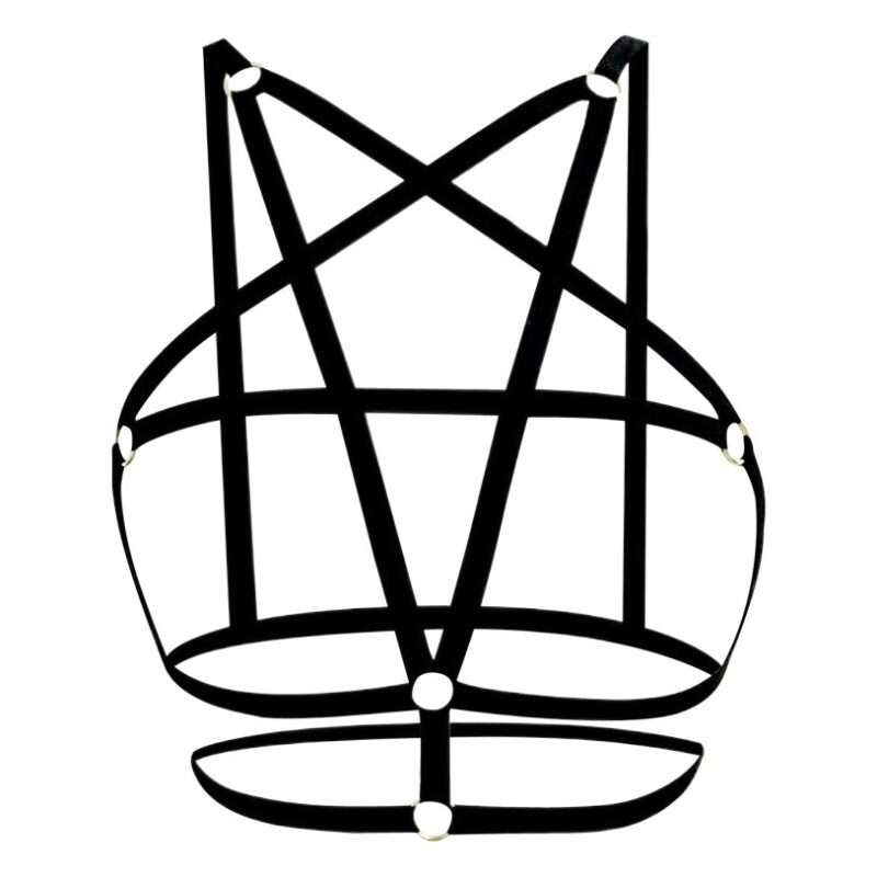 Pentagram Elastic Strappy Cage Bra Body Harness