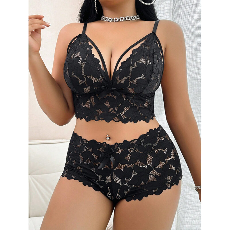 Plus Size Woman Sexy Lingerie Lace Pajamas Home Clothes Suit - Image 2