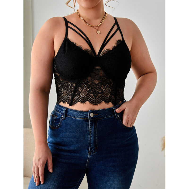 Plus Size Strappy Lace Bralette Crop Top - Image 6