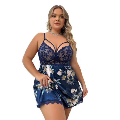Sexy Plus Size Pajamas Seductive Nightgown Thong Two-Piece Suit