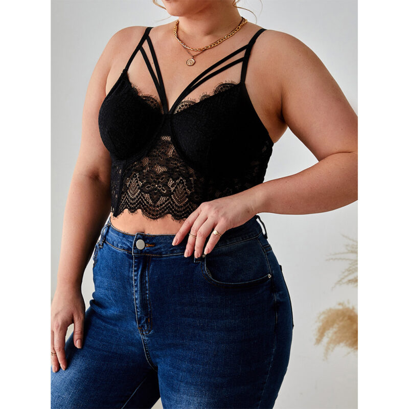 Plus Size Strappy Lace Bralette Crop Top - Image 5