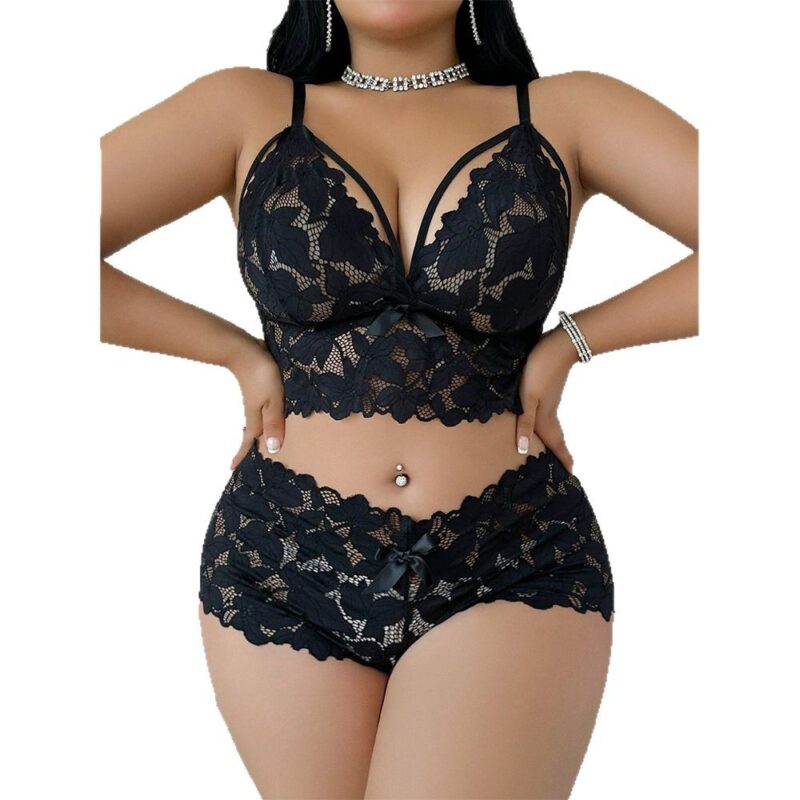 Plus Size Woman Sexy Lingerie Lace Pajamas Home Clothes Suit