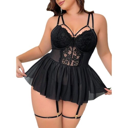 Sexy Plus Size Sexy Underwear Lace Woman Skirt Thong Suit